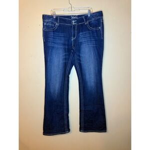 Y2K Vanity Jeans Women's Bootcut Dark Wash Stretch Denim Pants Size 33W 35L